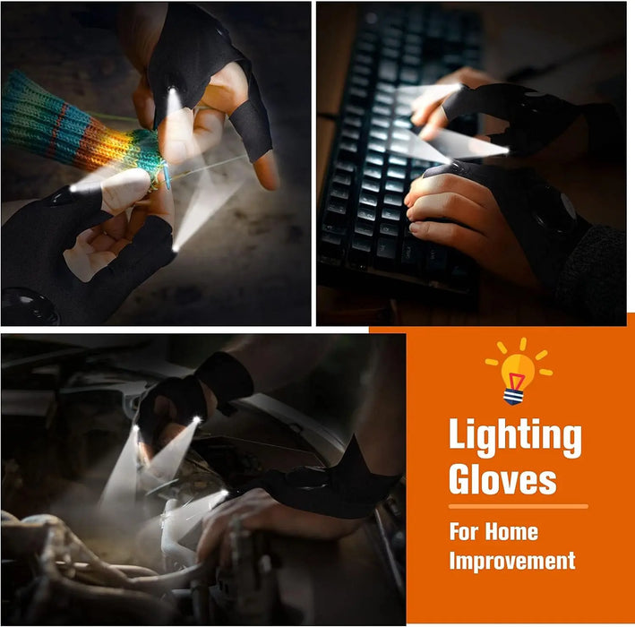 Waterproof Led Half Finger Gloves For Outdoor Activities