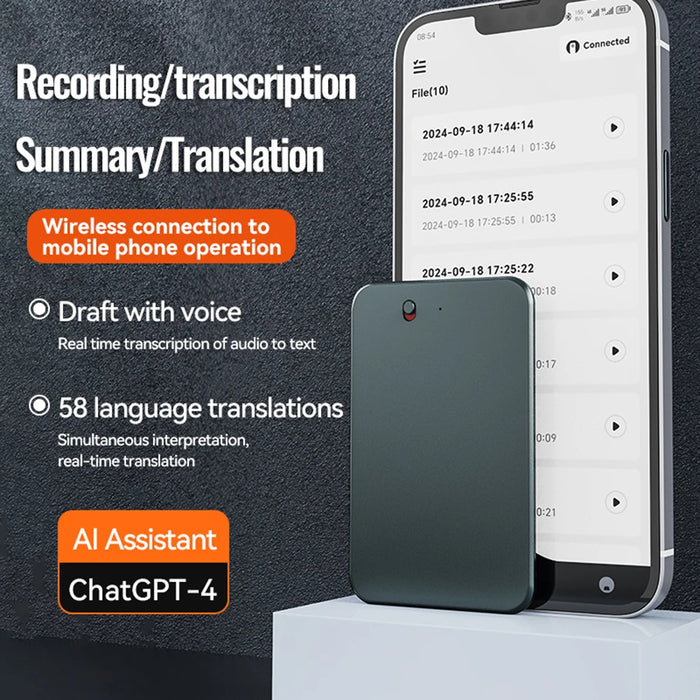 A3 Ai Chatgpt-4 Smart Voice Recorder Audio App Phone Call Record Transcribe Summarize Phone Call Voice Recorder For Lectures