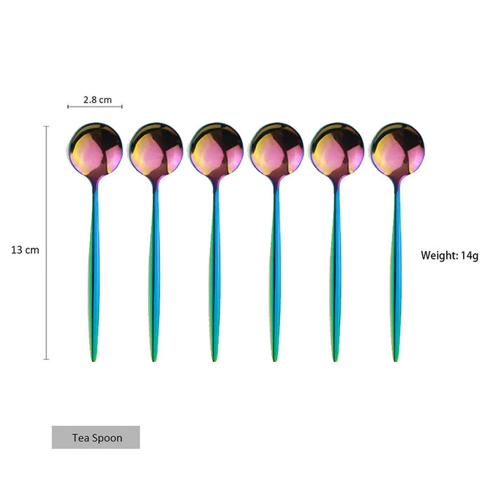 6 Piece Stainless Steel Mini Stirring Spoons For Coffee Tea Sauce Salt Sugar Black / Gold