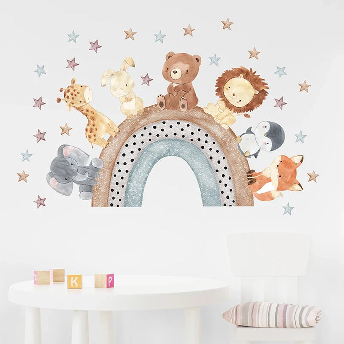 Colourful Animal Rainbow Wall Decals For Kids Room