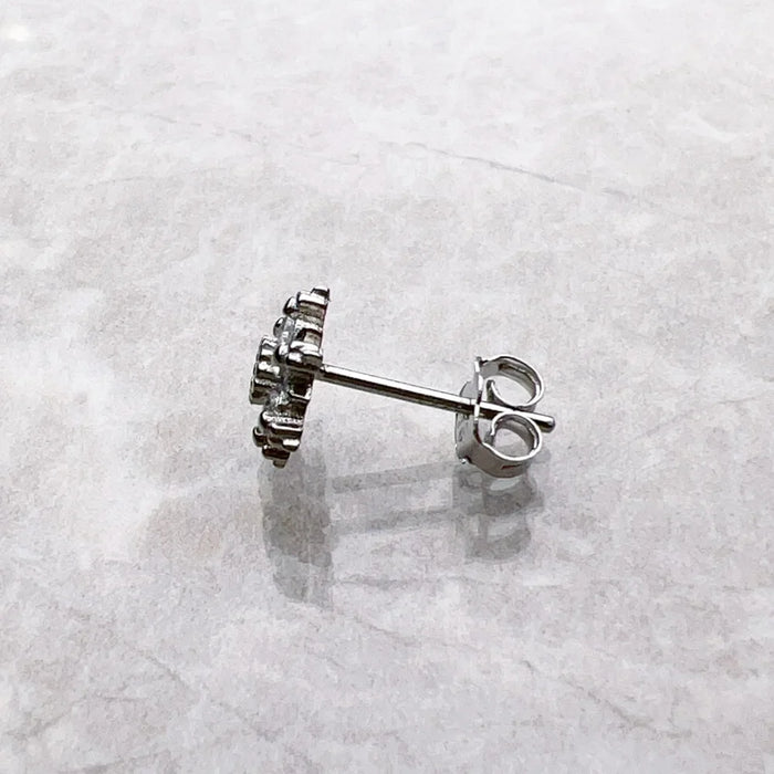 925 Sterling Silver Snowflake Studs Fine With White Stones