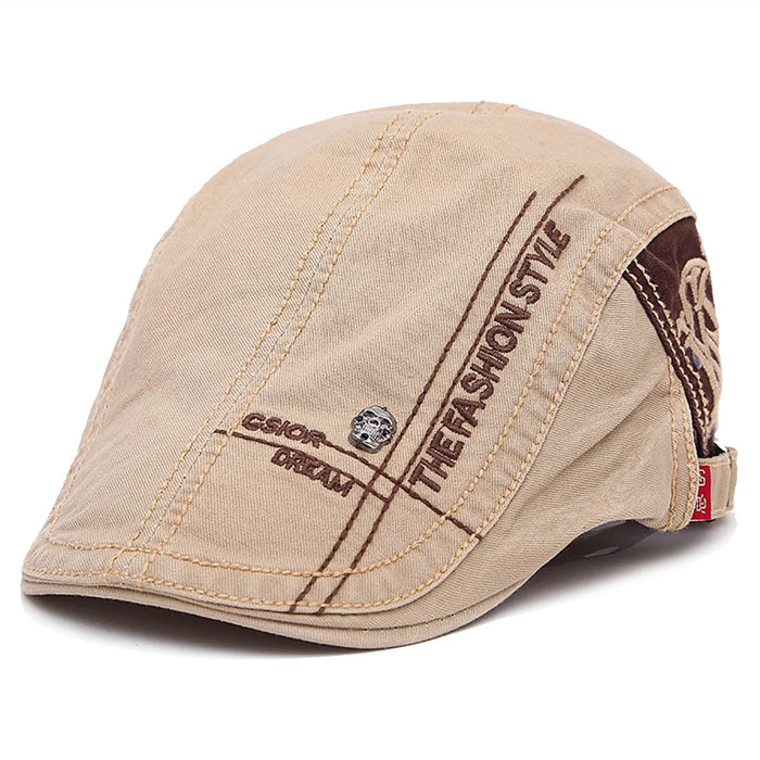 Men Skull Strip Newsboy Cap Adjustable Hip Hop Beret For Spring / Autumn