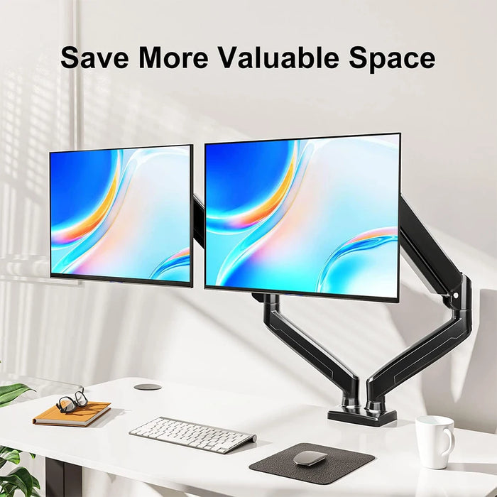 Dual Monitor Desk Mount Adjustable Height And Angle Monitor Arm Desk Stand Display Bracket For 13 To 32 Inch Computer Screens