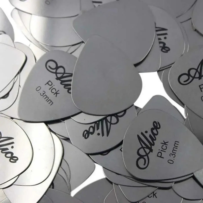 10Pcs Durable 0.3Mm Metal Guitar Picks Silver Colour