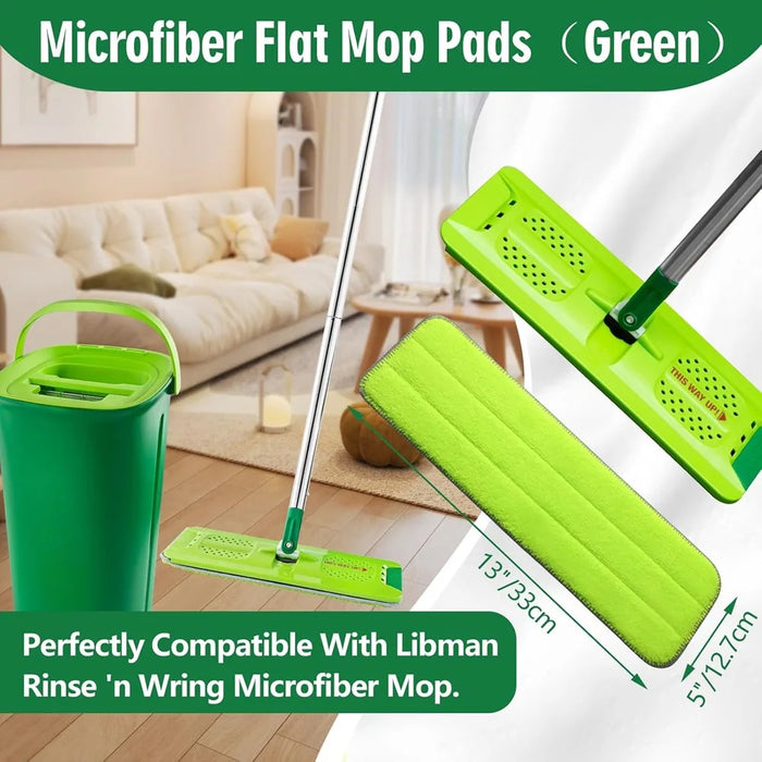 4 Pack Microfiber Mop Pads Compatible With Libman Rinse 'N Wring Mop And Bucket System 13" X 5" Replacement Mop Heads