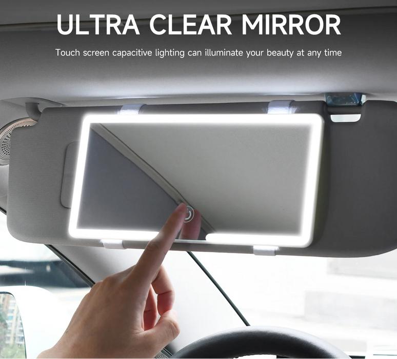 Ultra Thin Led Car Makeup Mirror 3 Gear Touchscreen Interior Sun Visor Plate Dimmable For Women