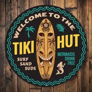Tropical Tiki Bar Sign Metal Decor