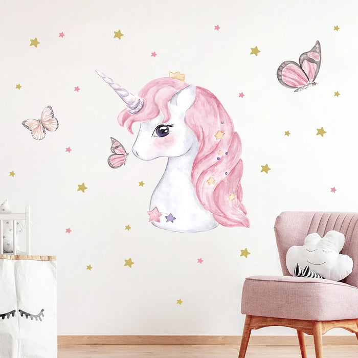 Adorable Unicorn Wall Sticker For Kids Room Decor