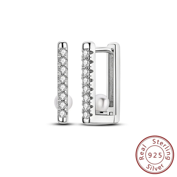 925 Sterling Silver Square Hoop Earrings For Women Simple & Elegant