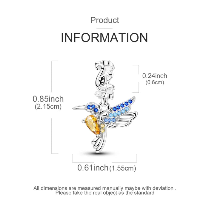 925 Sterling Silver Hummingbird Pendant Fine Jewelry For Women