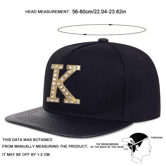 Adjustable Unisex K Letter Drill Baseball Cap Spring / Autumn