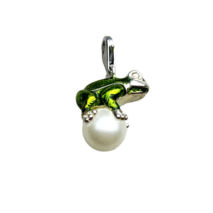 925 Sterling Silver Frog & Pearl Winter Pendant Fashion Jewelry Gift For Women & Men