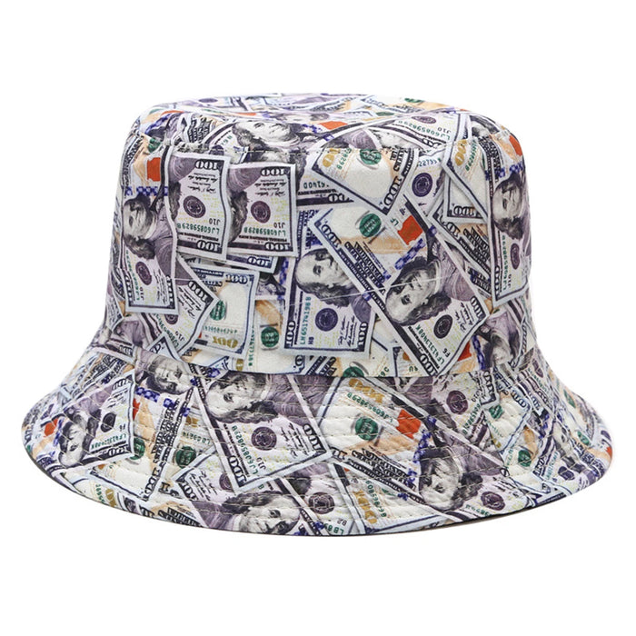 Double Sided Dollar Print Bucket Hat For Outdoor Sun Protection