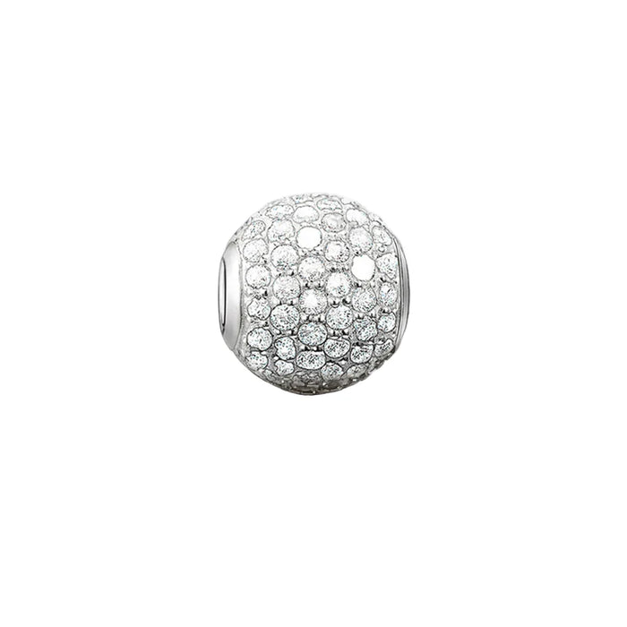 925 Sterling Silver White Pave Cz Beads Europe Jewelry Gift