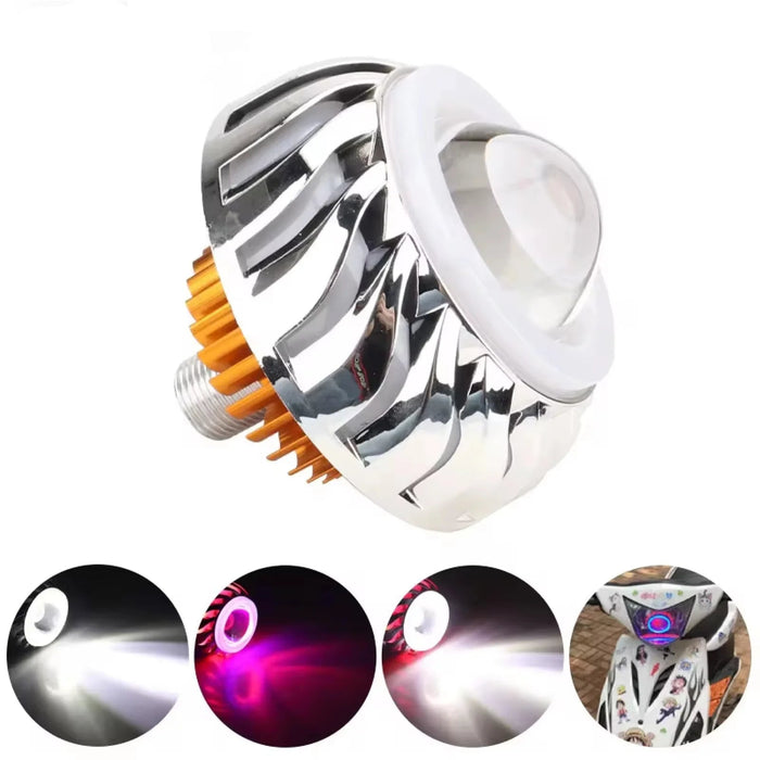 Motorcycle Dual Led Angel Devil Eyes Headlight High / Low Beam Strobe Spotlight