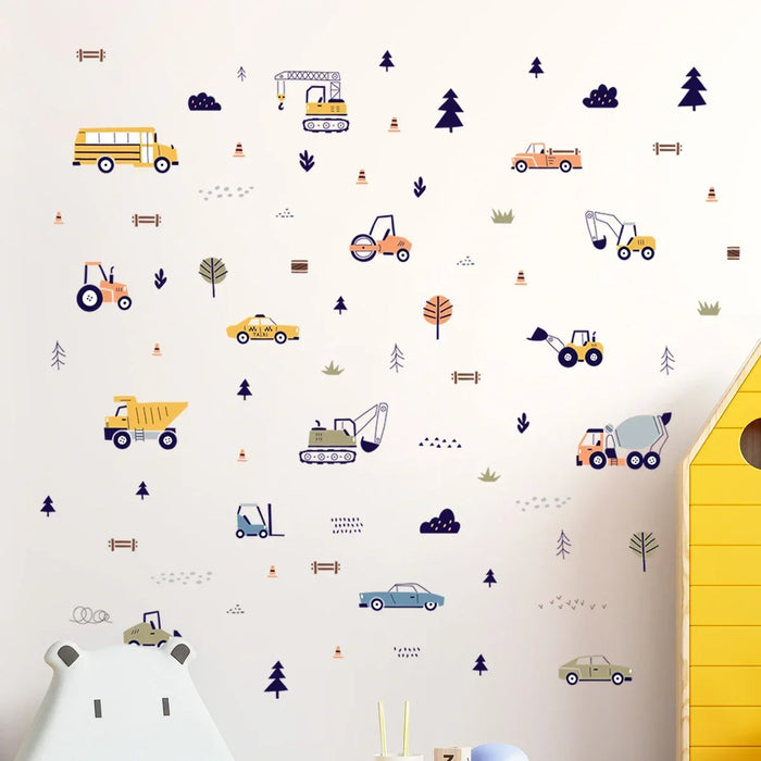 Fun Engineering Car Wall Stickers For Kids Room Decor