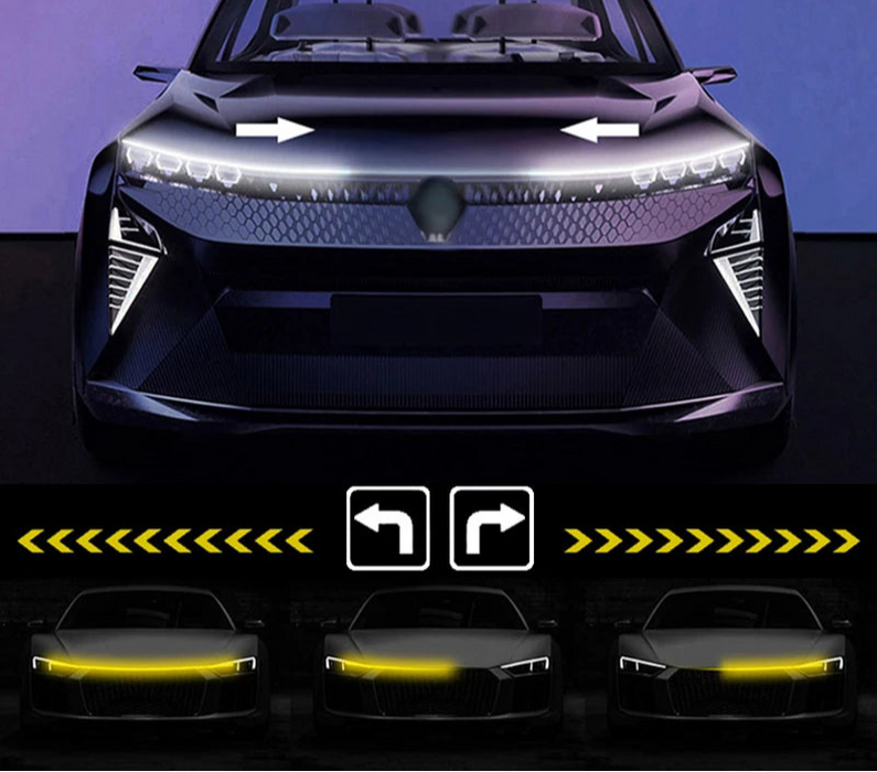 Dynamic Led Car Hood Light Yellow Turn Signal Drl 12V