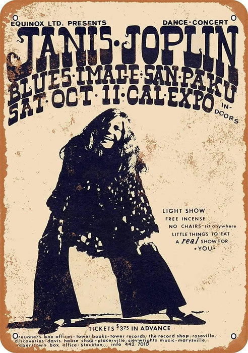Vintage Janis Joplin Tin Sign 1969 Cal Expo Concert Poster