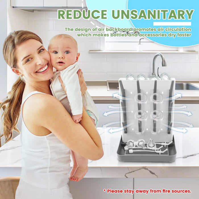 Vertical Baby Bottle Drying Rack Space Saving Storage