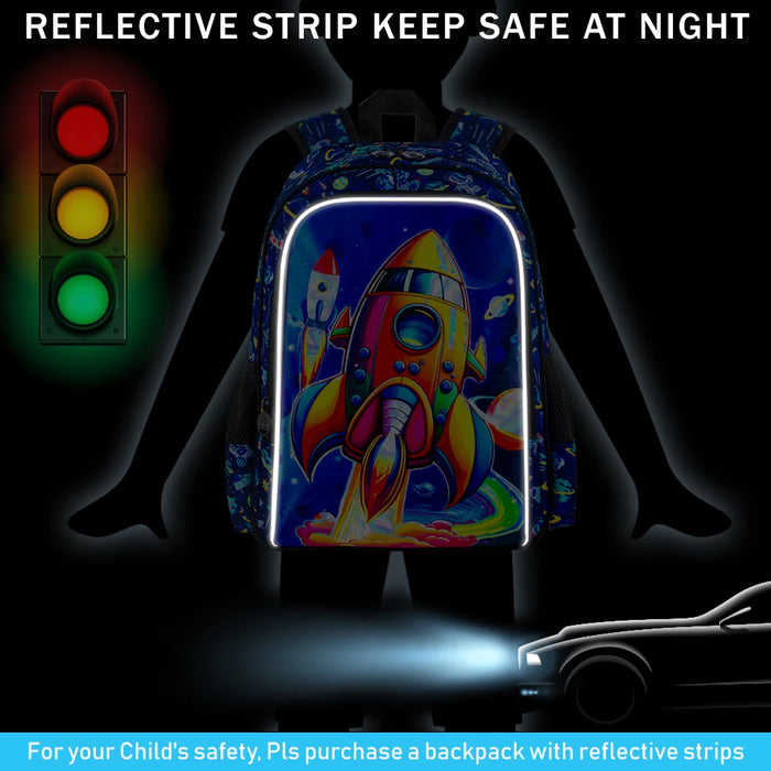 3 Piece Animal Backpack Set For Boys 16 Inch Bookbag Lunch Box Preschool To Elementary