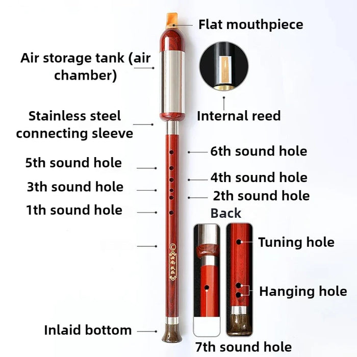 Detachable Vertical Bawu Flute For Adults