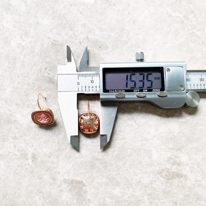 925 Sterling Silver Romantic Gift Pink Square Earrings Cosmo Europe Style Fine Jewelry For Women