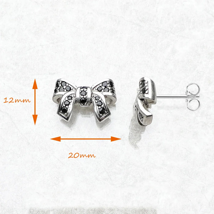 925 Sterling Silver Bow Knot Stud Earrings For Women