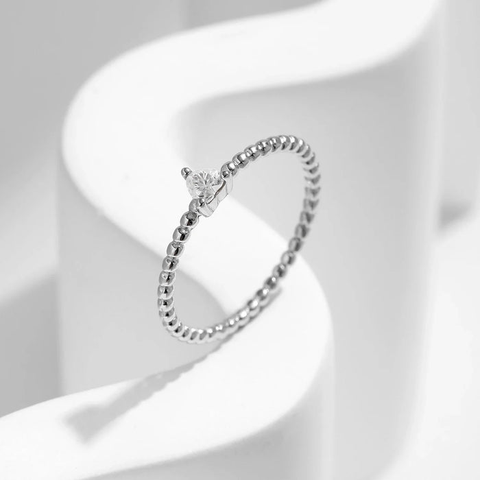 925 Sterling Silver Heart Moissanite Engagement Ring