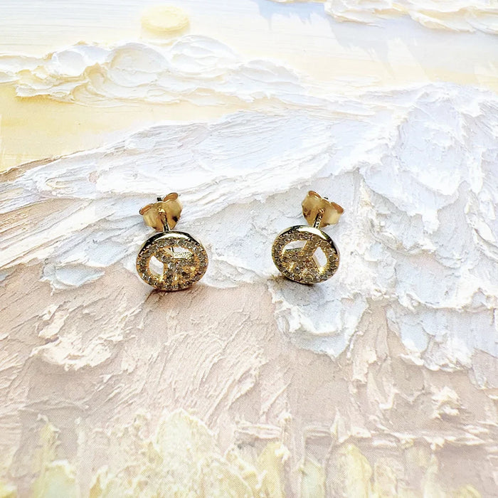 925 Sterling Silver Peace Stud Earrings Classic Gift
