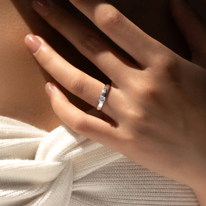 925 Sterling Silver Round Moissanite Ring For Womenwedding Jewelry