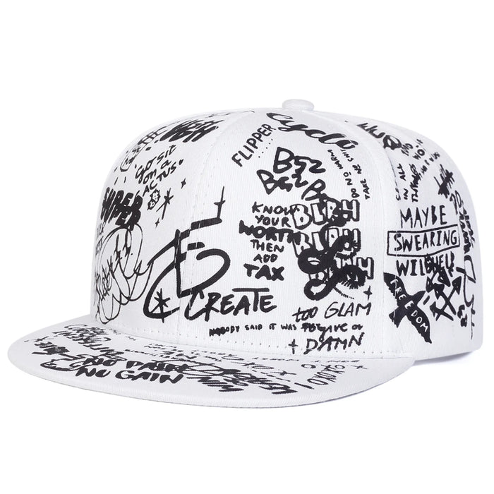 88 Letter Graffiti Print Unisex Hip Hop Hat Adjustable Baseball Cap For Spring / Autumn