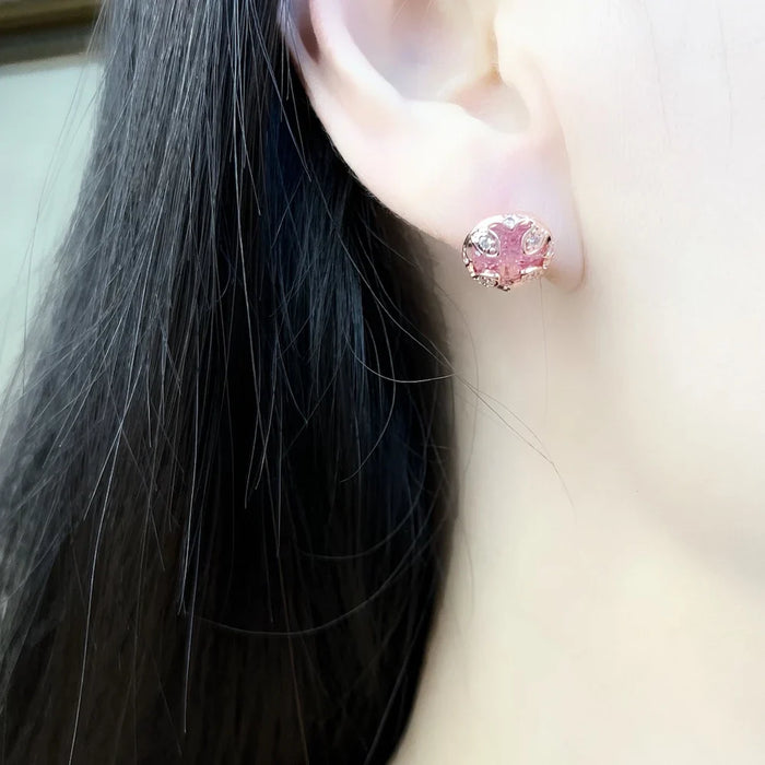 925 Sterling Silver Rose Lotus Stud Earrings For Women