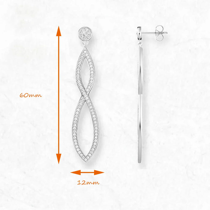 925 Sterling Silver Elegant White Stone Drop Earrings Jewelry For Women