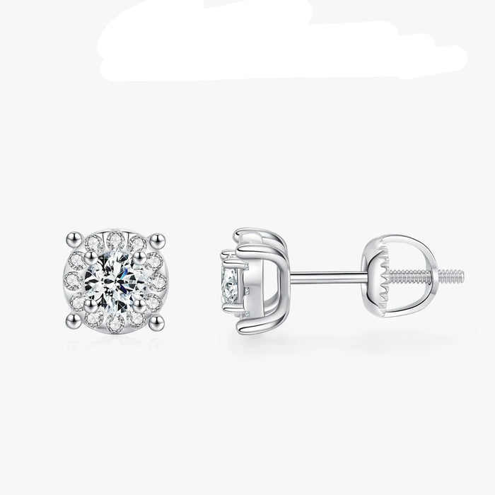 925 Sterling Silver Round Cut Moissanite Stud Earrings In For Bridal Gifts