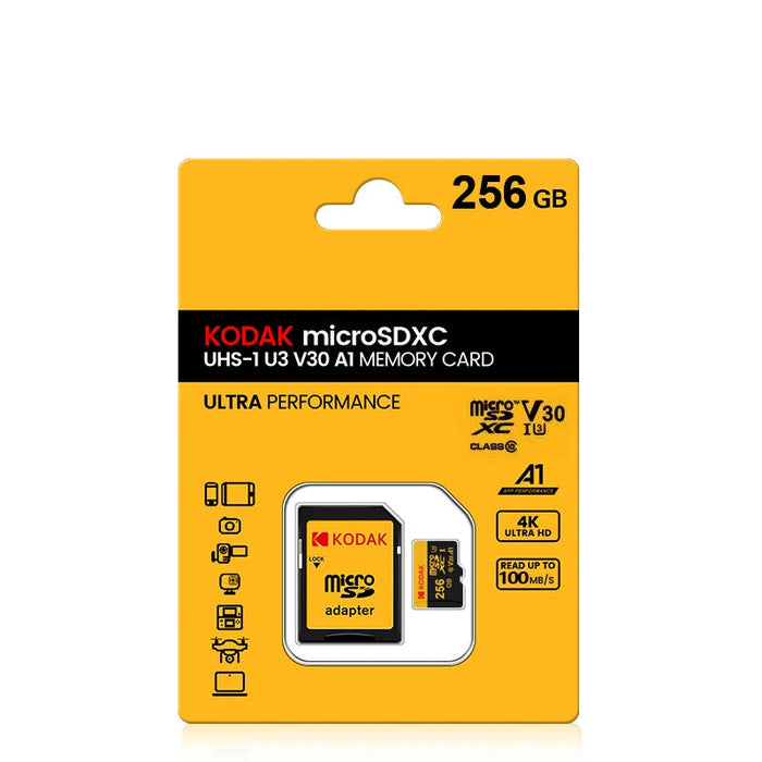 Kodak 128gb / 256gb Microsd Card With Card Reader Class10 U3 100mb/s 4k Hd