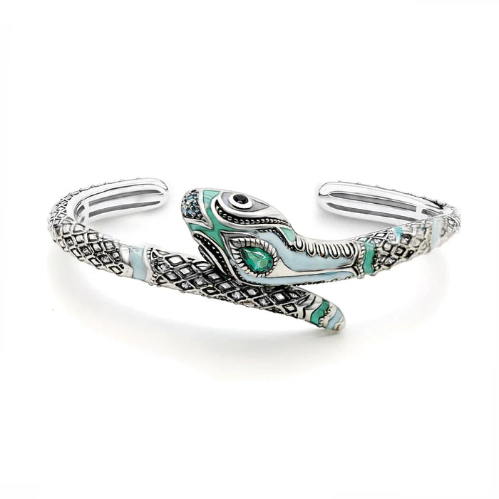 925 Sterling Silver Boho Snake Bangle Bracelet Women Fashion Jewelry