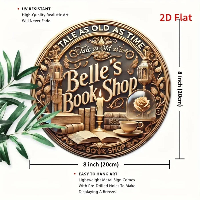 Vintage-Style Metal Wall Art Sign Cozy Cafe Design With Books Lamps