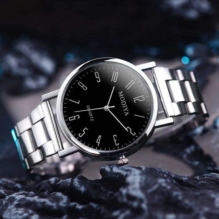 Silver Alloy Mens Casual Quartz Watch