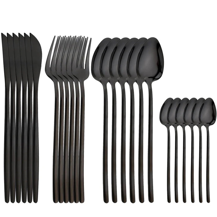 24 Piece Gold Stainless Steel Cutlery Set For Dining And Kitchen Use