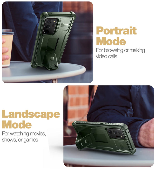 For Samsung Galaxy Note 20 Ultra 5G Heavyduty Grade Protection Shockproof Bracket Holder Case Withbuilt-In Screen Protector