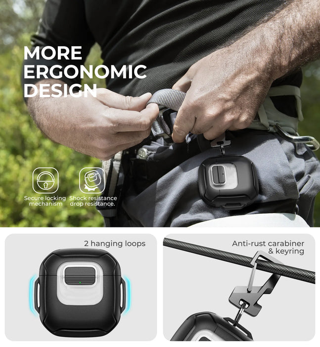 For Bose Quietcomfort Earbuds Ii & Ultra Earbuds Secure Lock Clip Rugged Bumper Shockproof Case With Carabiner & Keyring