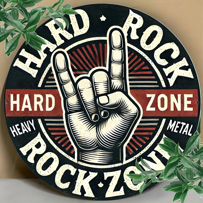 Vintage Hard Rock Metal Sign 8X8 Inch Round Rustproof & Weather-Resistant
