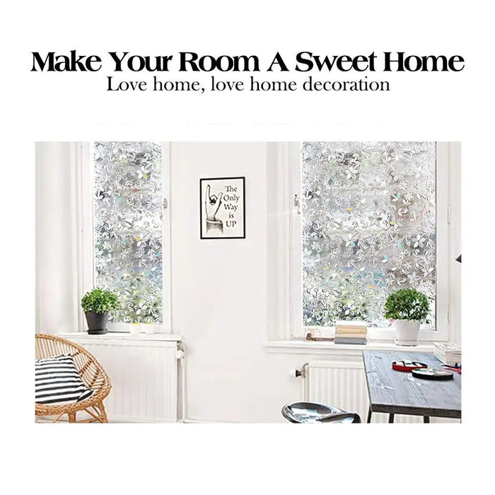 Decorative 3D Privacy Window Film - Non-Adhesive Anti-Uv Glass Sticker For Home Kitchen