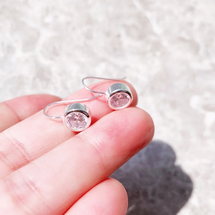 925 Sterling Silver Round Swan Neck Drop Earrings For Women European Style Fine Jewelry