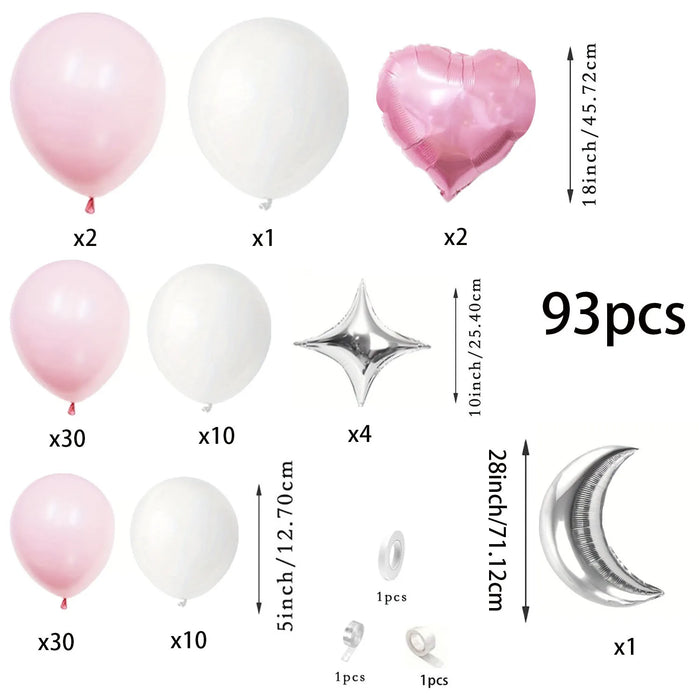 93Pcs Pink And White Balloon Arch Garland Kit For Valentine'S Day Birthday Party Wedding And Proposal Background Decoration
