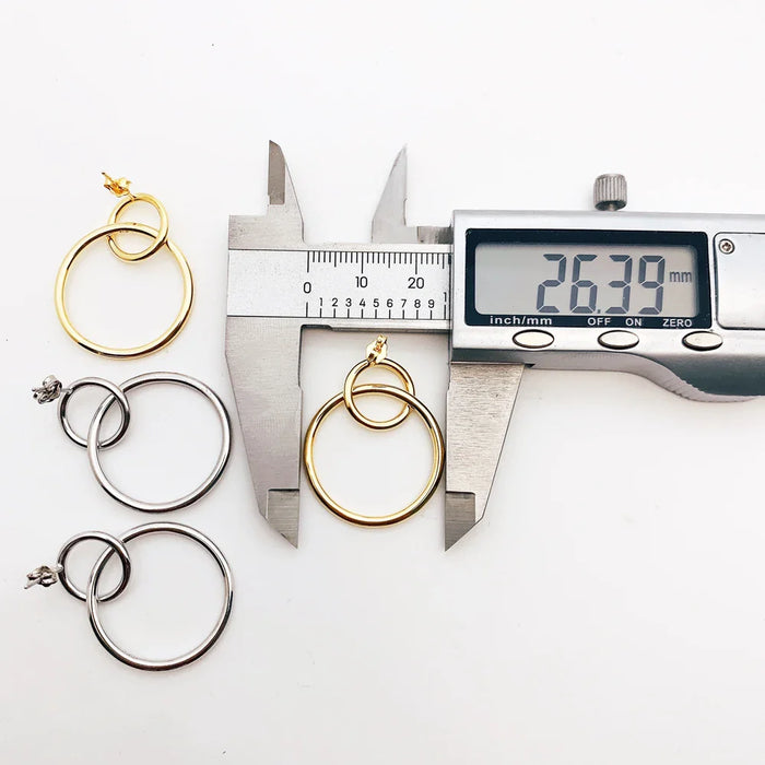 925 Sterling Silver Simple Circles Earrings Fine Jewelry For Women Autumn Collection