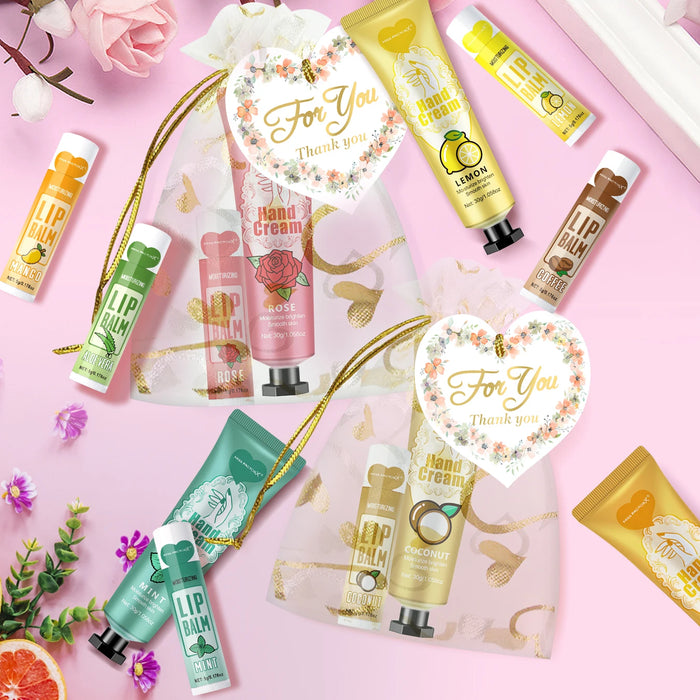 12 Piece Hand Care Set With Lip Balm Net Bag And Thank You Card