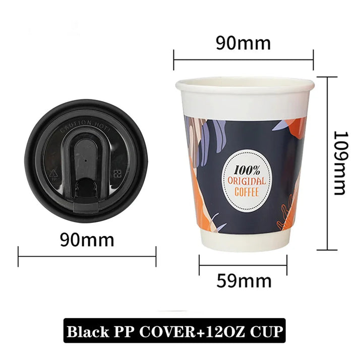 24 Piece Disposable Cups With Lids For Hot / Cold Drinks 8 / 12Oz