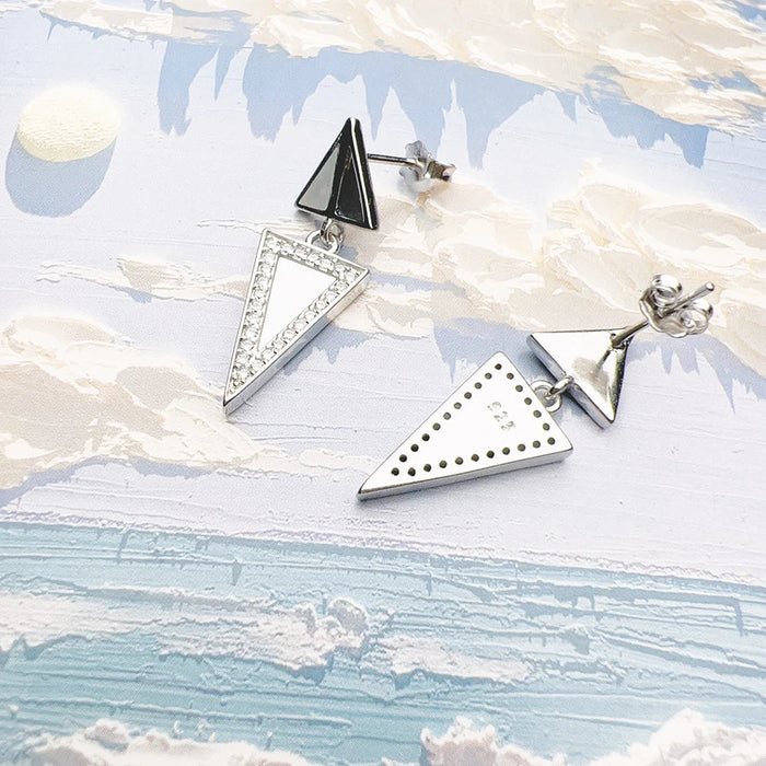 925 Sterling Silver Geometric Ear Studs For Women Winter Gift