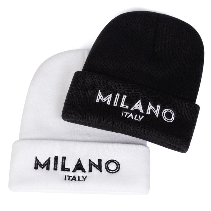 Stylish Unisex Embroidered Beanie Hat For Autumn / Winter Milano Italy